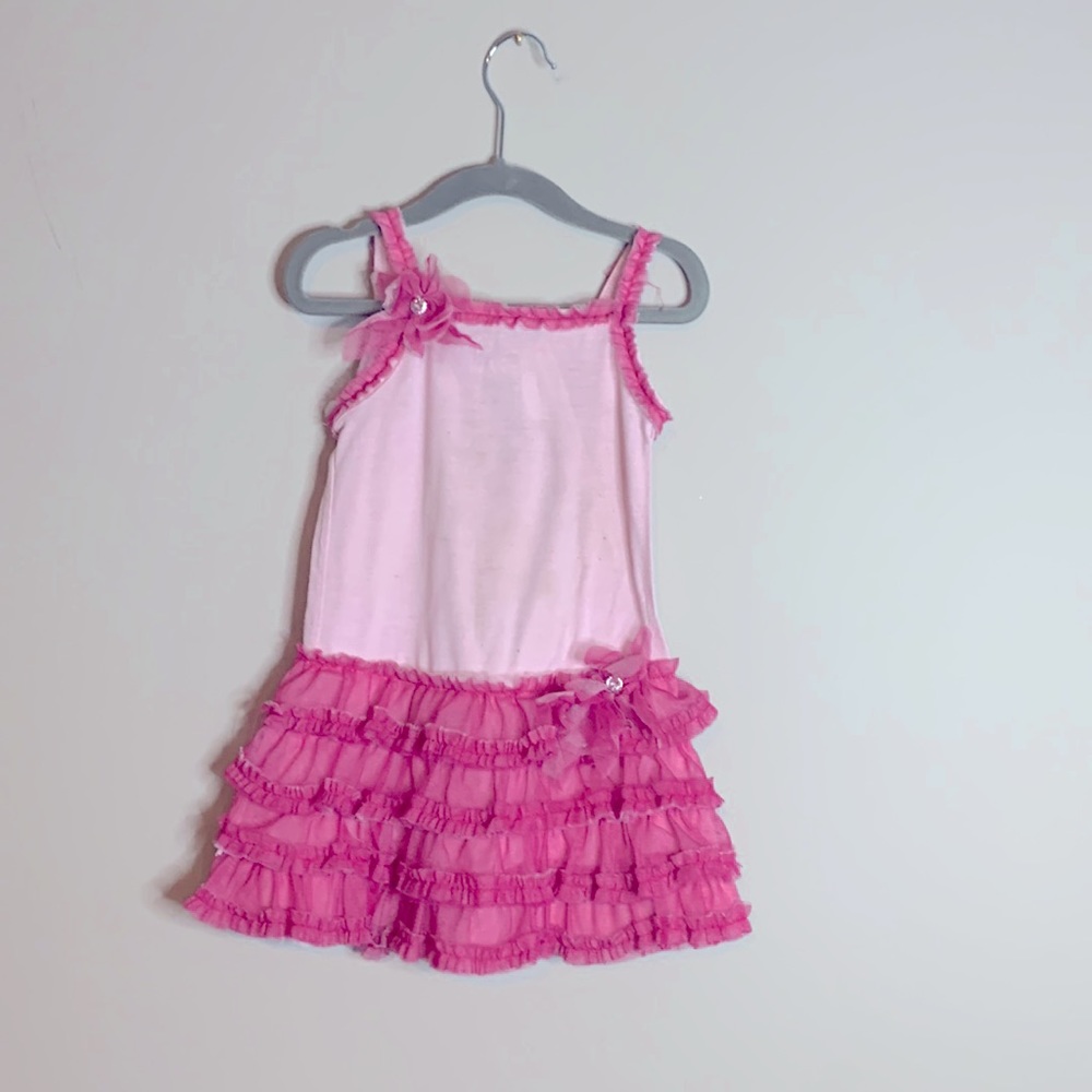 24mo pink girls dress with hot pink tulle skirt